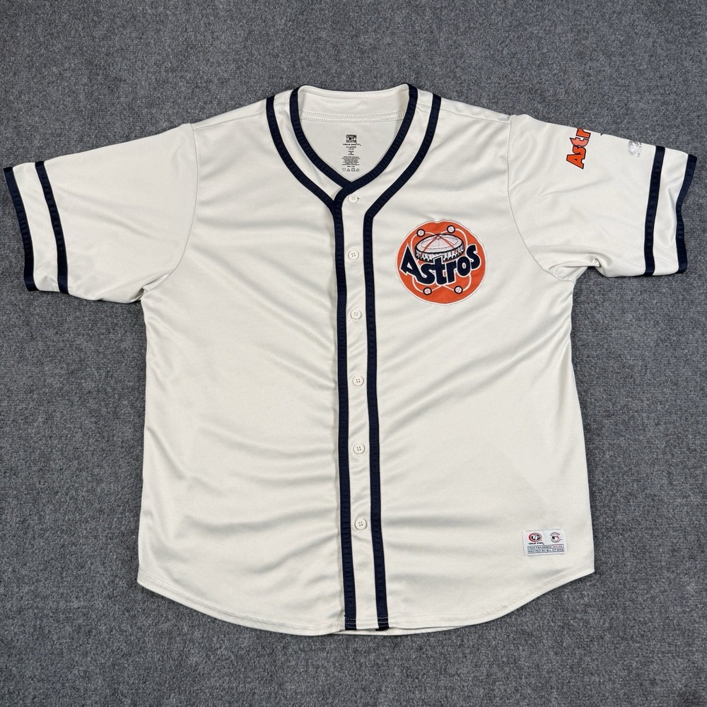 ⚾ Houston Astros Vtg Cooperstown Jersey XL True Fan MLB Orange Cream Sewn Patch